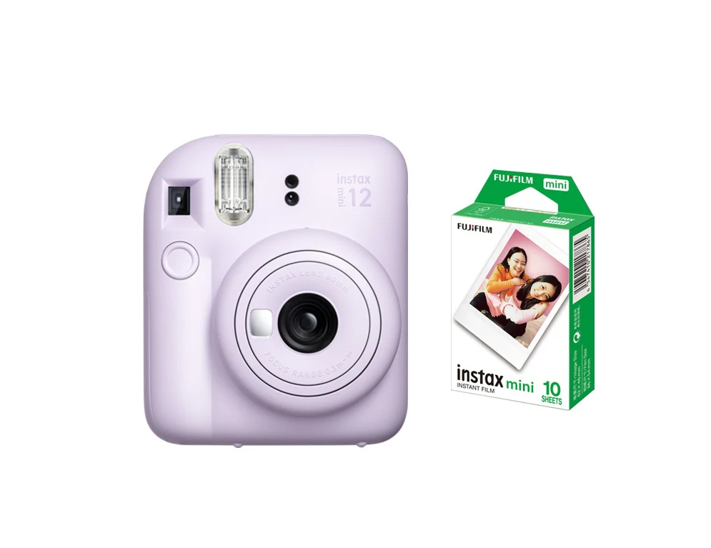 Instax Mini 12 Instant Film Camera Lilac Purple + Pack 10 Film