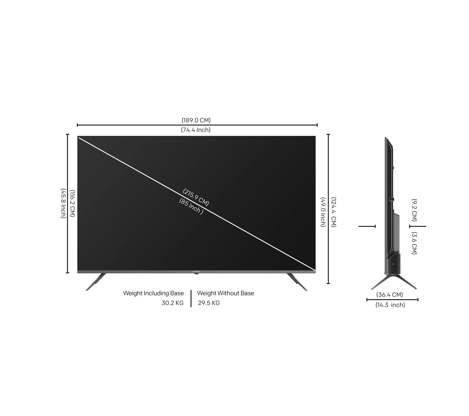 SKYWORTH 85G6500G - 85" UHD 4K LED TV (Google TV) - Image 4