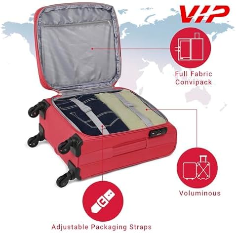 VIP EVOLVE PLUS 4Wheel, Soft Luggage , TSA, Expandable , Set of 3pcs (RED) - Image 3