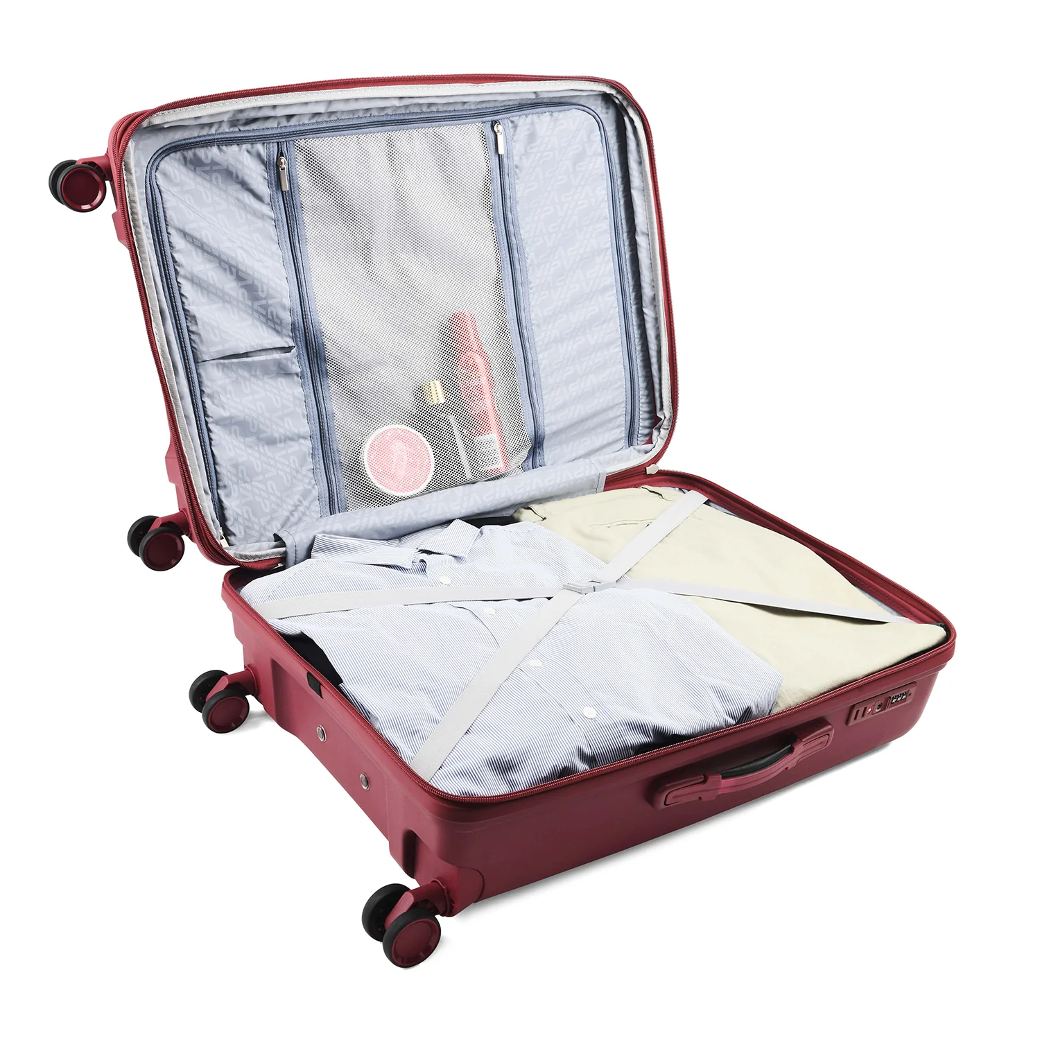 VIP Locus-Max 8 Wheel Hard Luggage TSA Lock Expandable Medium-67cm 3.7kg (MAROON) - Image 6