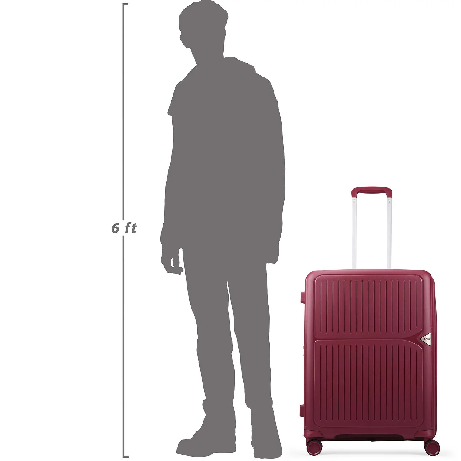VIP Locus-Max 8 Wheel Hard Luggage TSA Lock Expandable Medium-67cm 3.7kg (MAROON) - Image 7