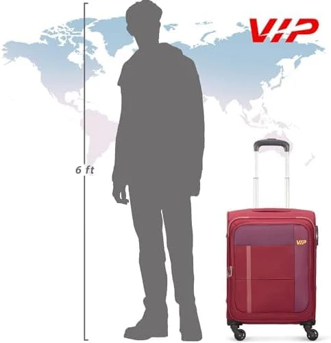 VIP TORONTO PLUS 4Wheel, Soft Luggage , TSA, Expandable , S-55 SMALL (RED) - Image 4