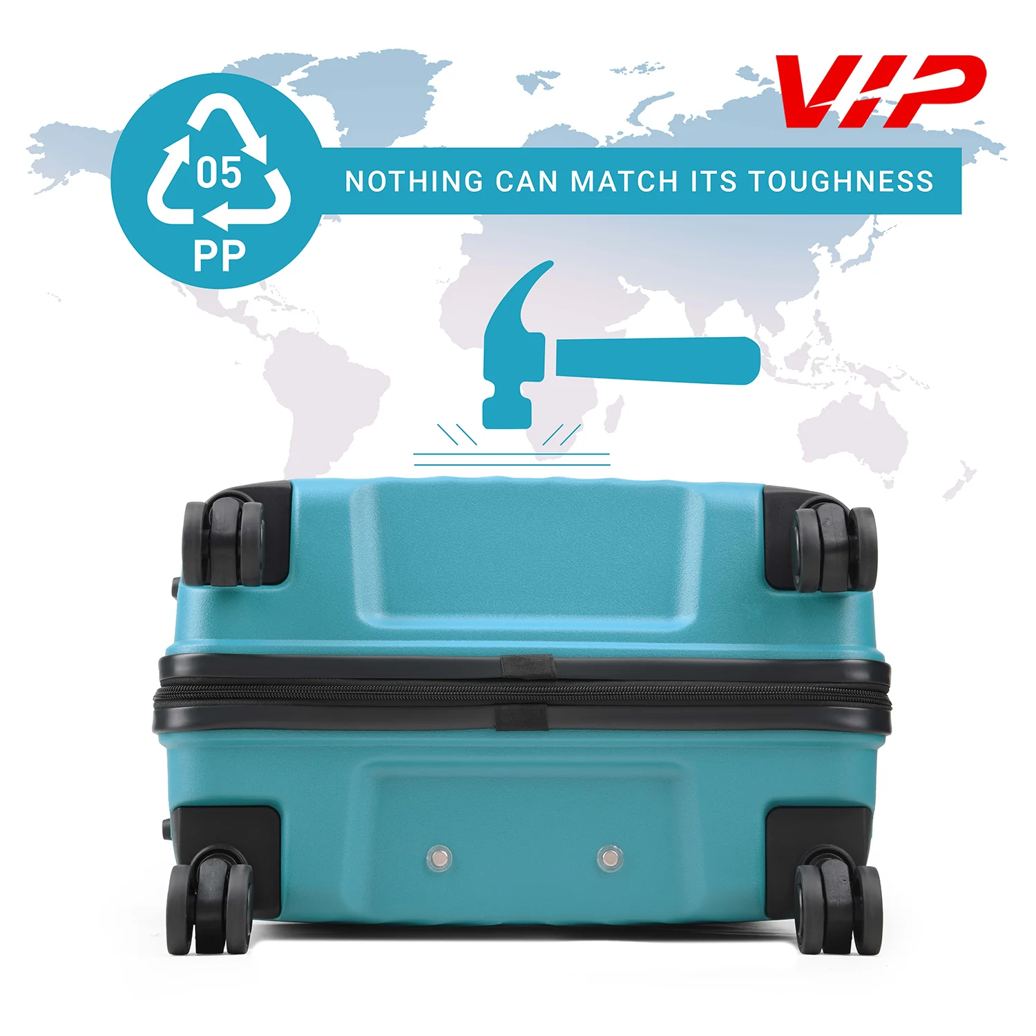 VIP Unisex Quad Hard Shell Spinner Wheels Luggage, ICE BLUE,44.5 x 52 x 66-M - Image 5